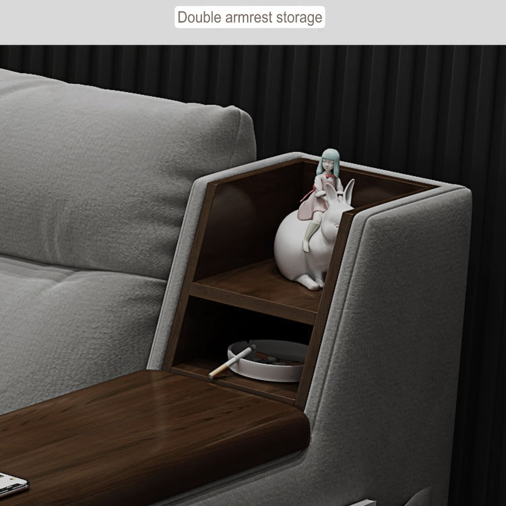 Modern Adjustable Sofa Bed with Side Pockets - with Down and Side Storage - USB Ports - Bluetooth - Speaker.