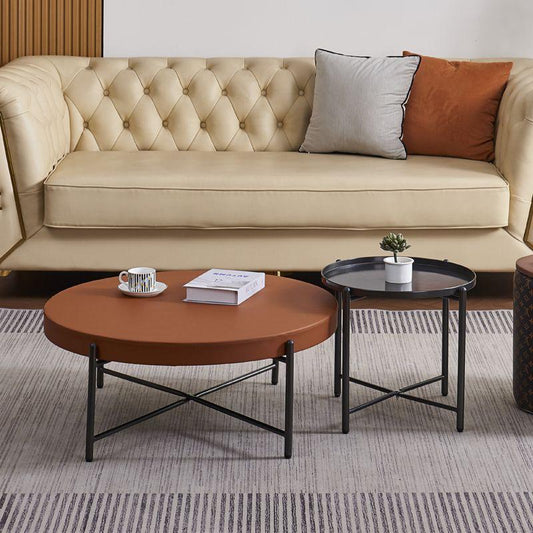 Coffee table -  Side Table - made of wood metal material - Black and Brown .